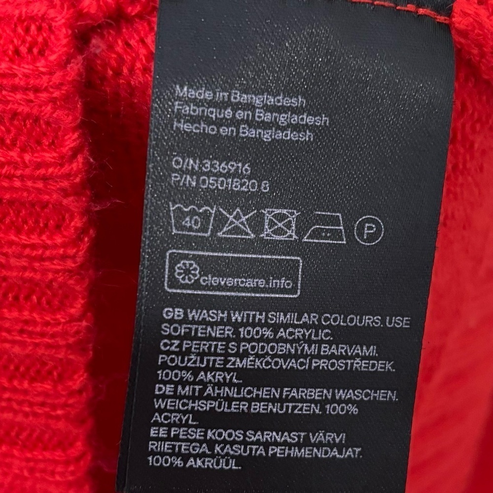 H&M| DIVIDED| Bright Red Fine Knit Casual Soft Sweater Crewneck Sz S - Picture 5 of 5